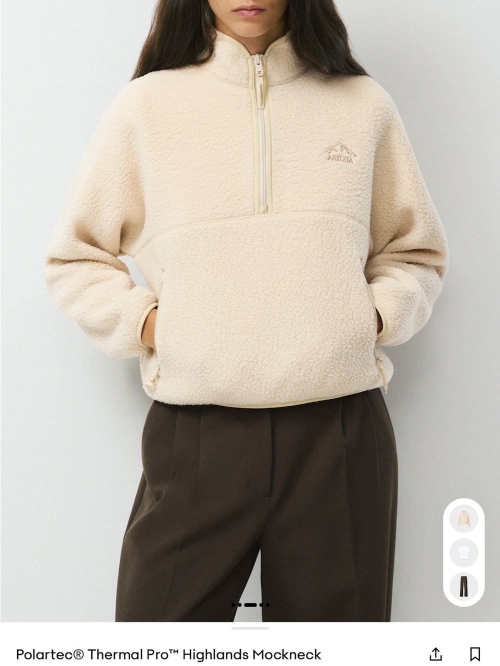 Aritzia Cream Half-Zip Polartec Fleece Pullover